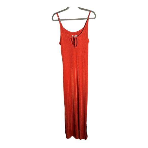 Charlie Holiday Rust Orange Strappy Maxi Dress Front Cutout Size 8 - Picture 1 of 6